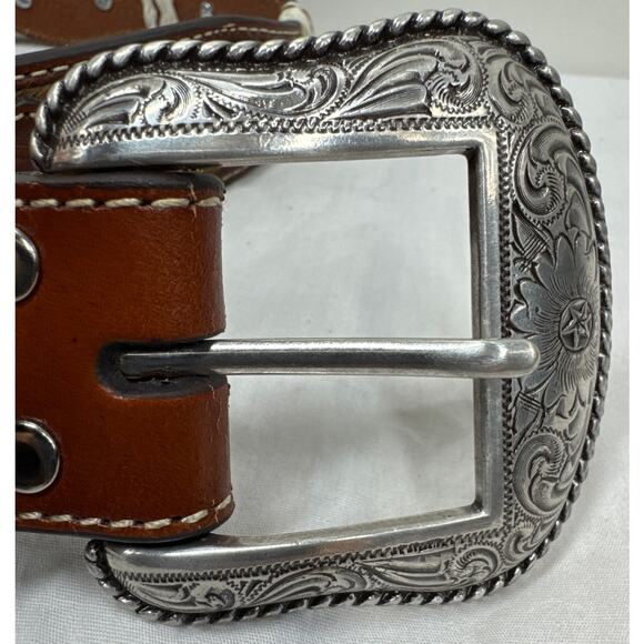 Nocona Tooled Leather, Calf Hair Belt, Size 38, Men's - Picture 2 of 11